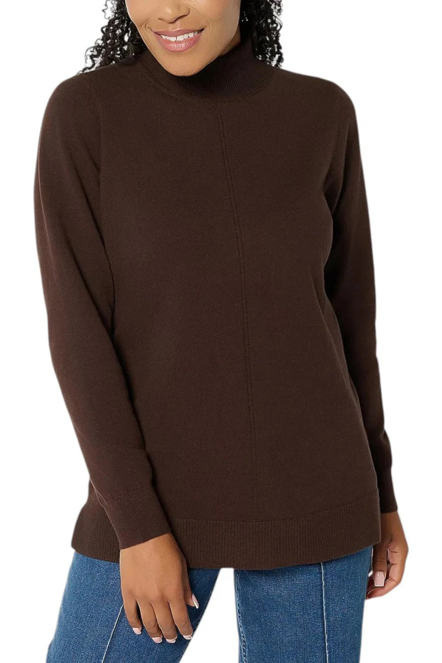 Brandis Women's Smoothing Mock Neck Sweater Java - Regular